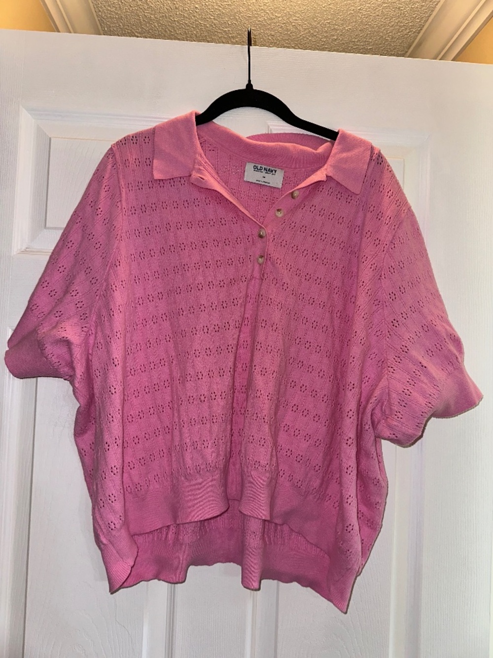 Old Navy SoSoft Lite Pointelle Polo Pink 4X